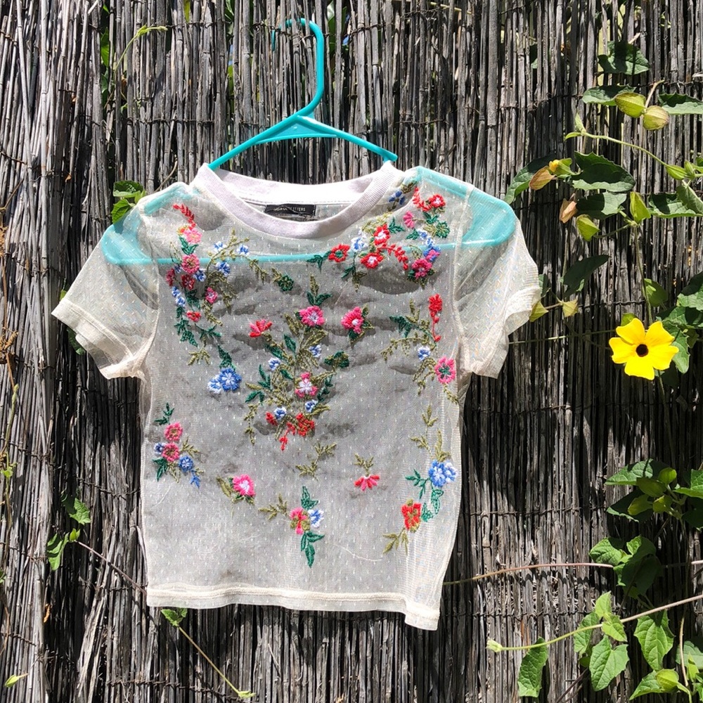 Sheer spring floral Tee